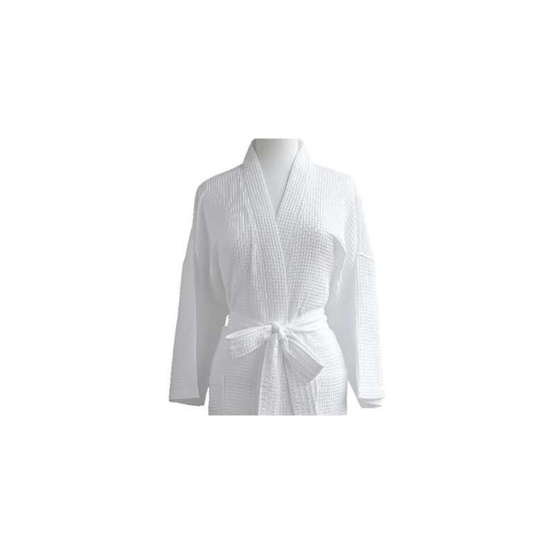 Luxor Linens Waffle Weave Spa Robe Made In Turkey - White